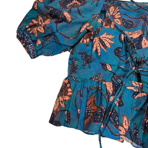 NWOT ULLA JOHNSON Carlotta Blouse in Lagoon U112 - Picture 10 of 12